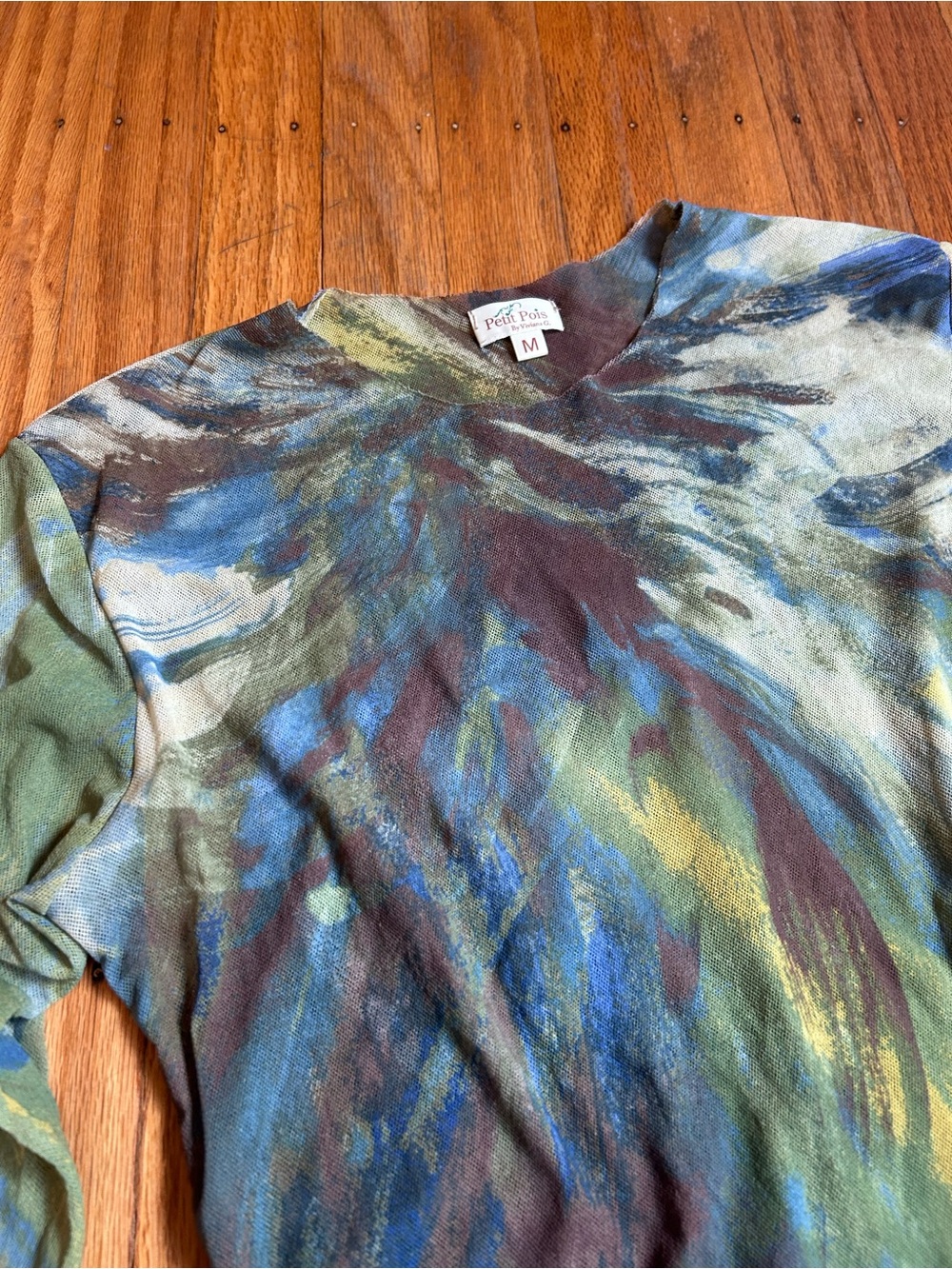 Mesh Green Multi-Color Long-Sleeve Tee - Picture 9 of 9